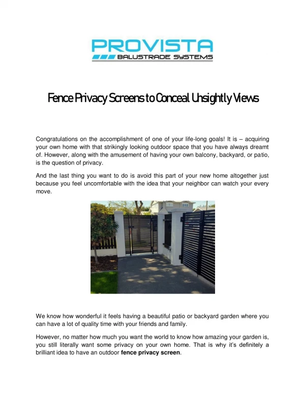 Fence Privacy Screens to Conceal Unsightly Views