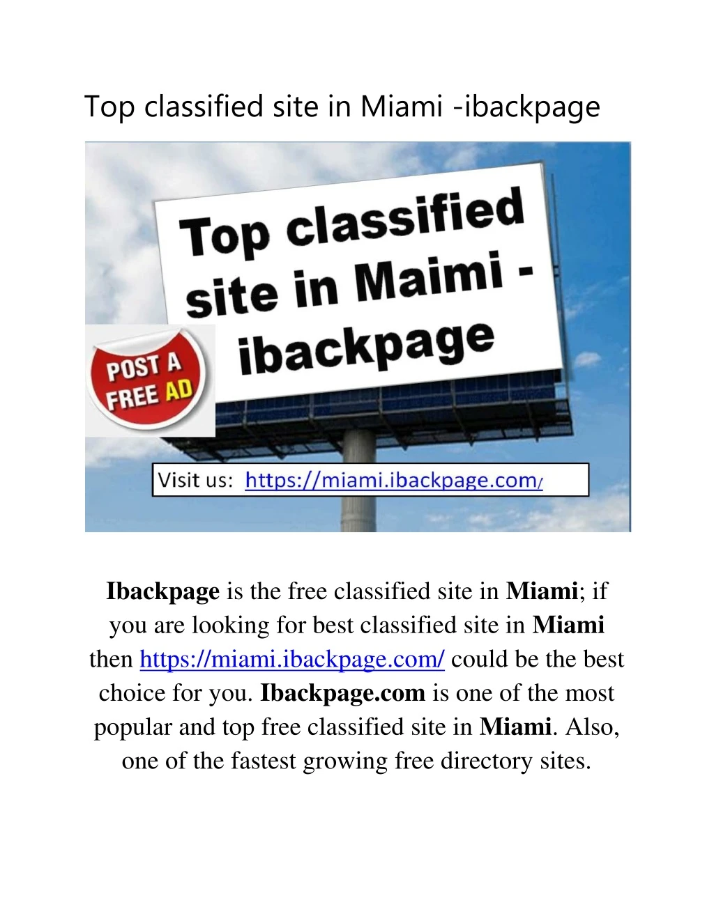 top classified site in miami ibackpage