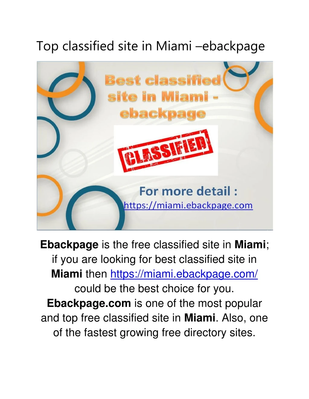 top classified site in miami ebackpage