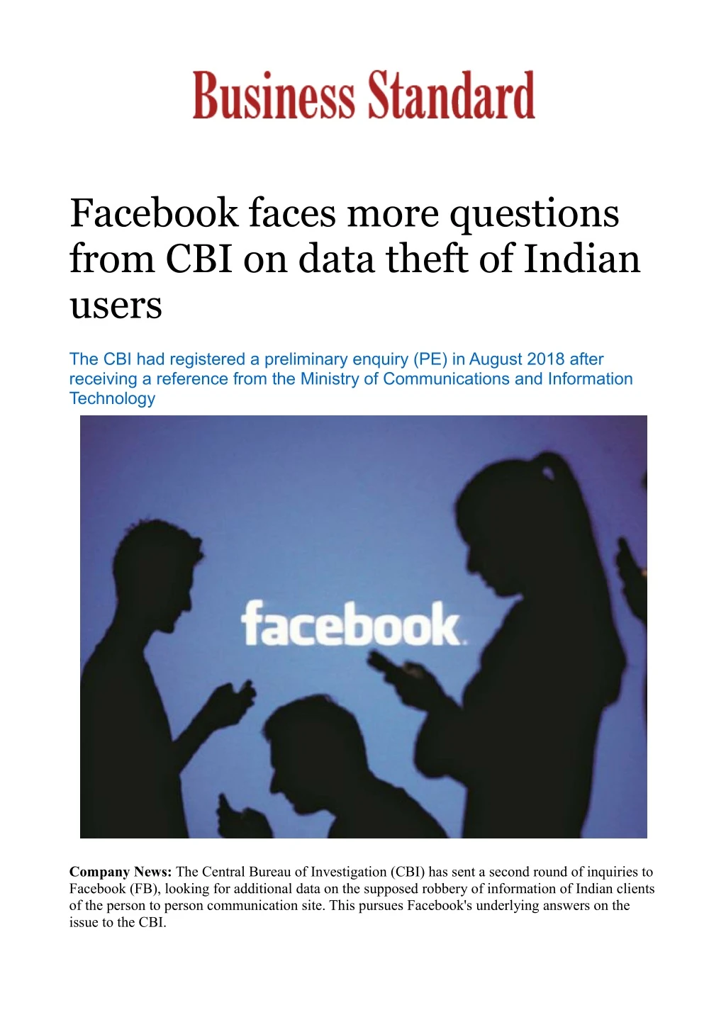 facebook faces more questions from cbi on data