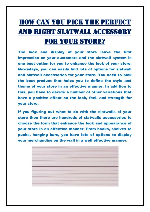 How can you pick the perfect and right slatwall accessory for your store?