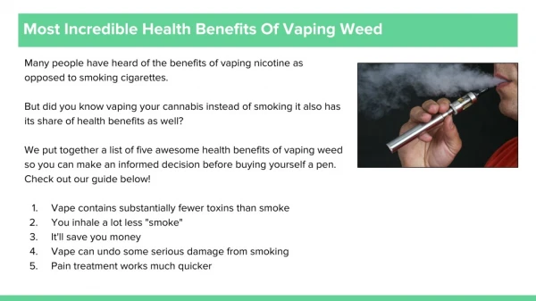 Most Incredible Health Benefits Of Vaping Weed