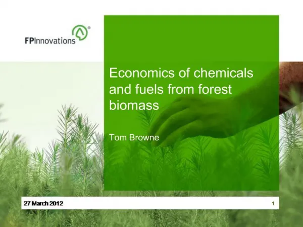 Economics of chemicals and fuels from forest biomass Tom Browne