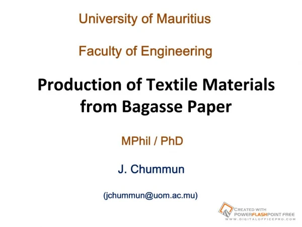 Production of Textile Materials from Bagasse