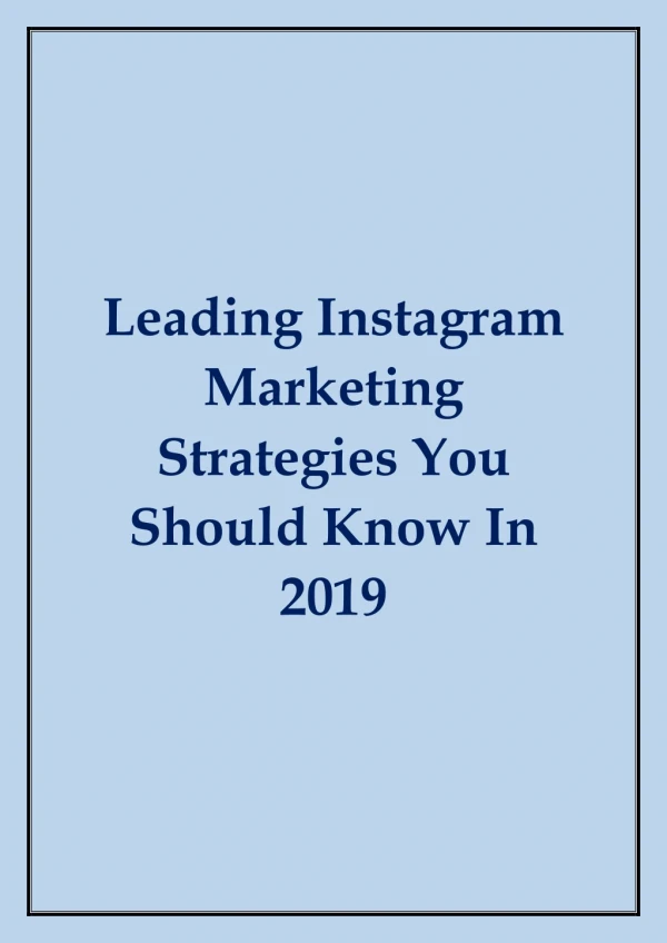 2019 Instagram Marketing Strategies