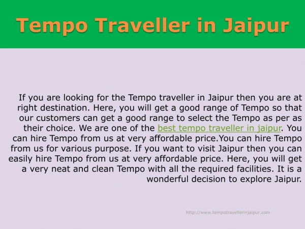 Get Tempo Traveller Service in Jaipur