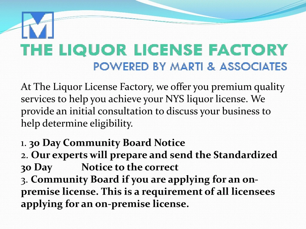 at the liquor license factory we offer