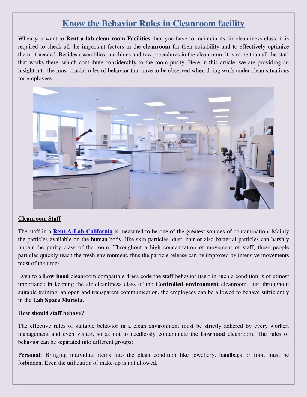 know the behavior rules in cleanroom facility