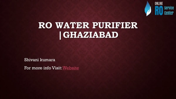 RO Water Purifier |Ghaziabad