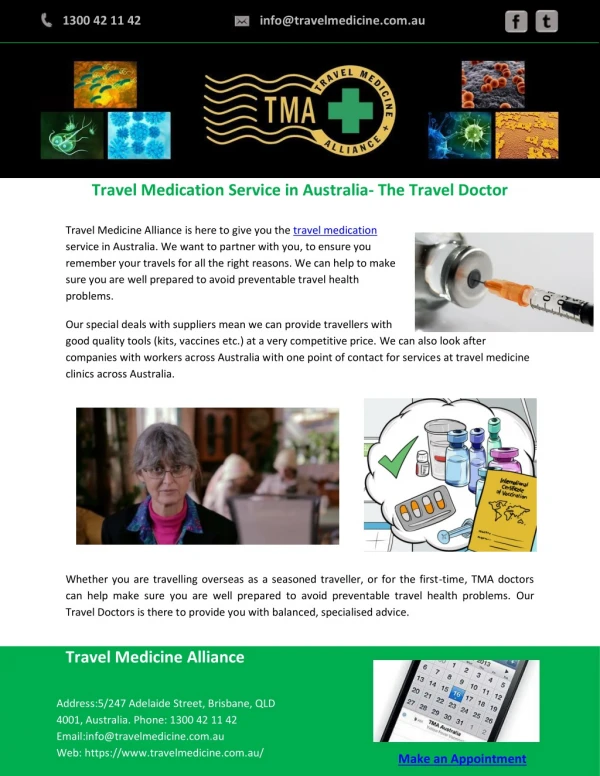 Travel Medication Service in Australia- The Travel Doctor