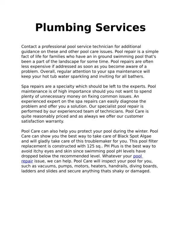 Plumbing Services