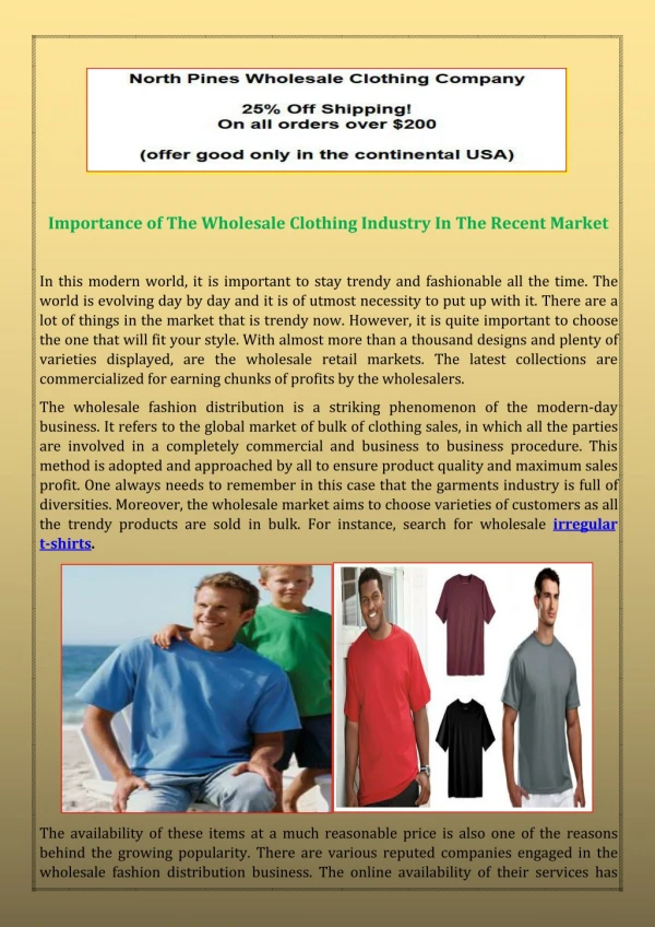 Importance of The Wholesale Clothing Industry