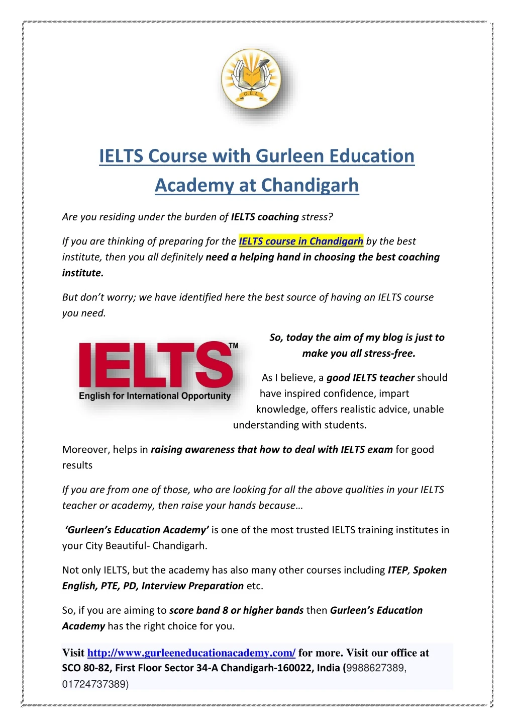 ielts course with gurleen education academy