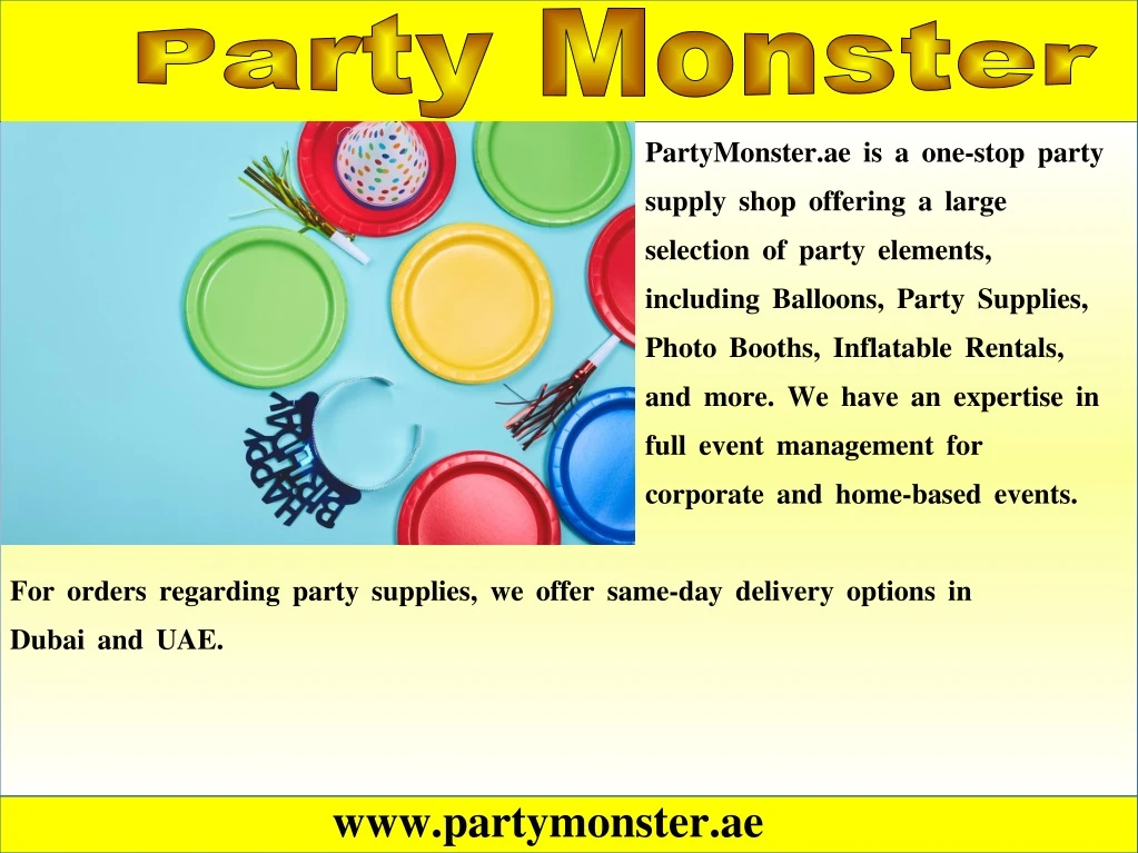 partymonster ae is a one stop party supply shop