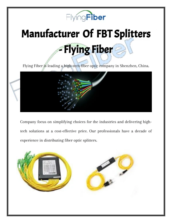 Manufacturer Of FBT Splitters - Flying Fiber