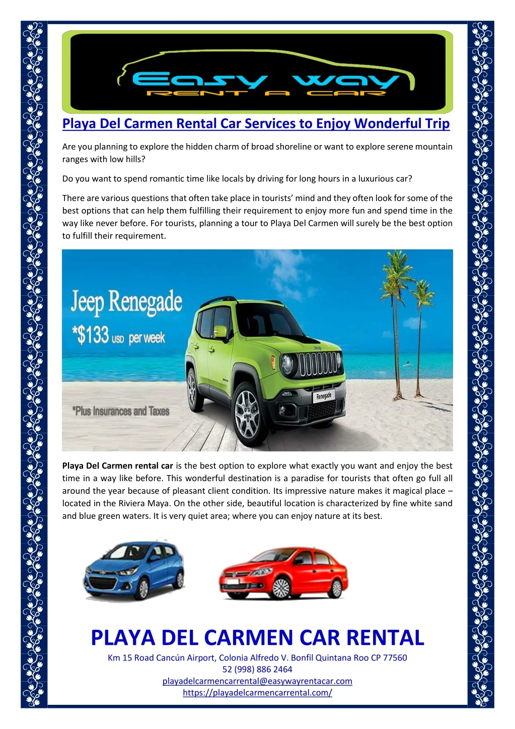 playa del carmen rental car services to enjoy