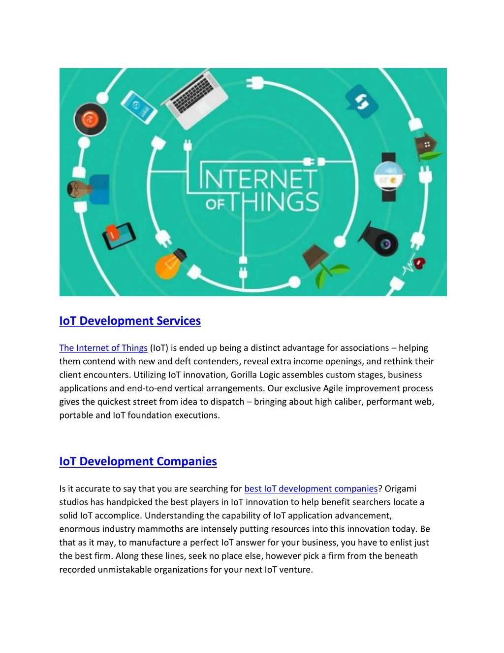 iot development services the internet of things