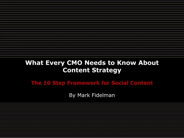 What Every CMO Needs to Know About Content Strategy