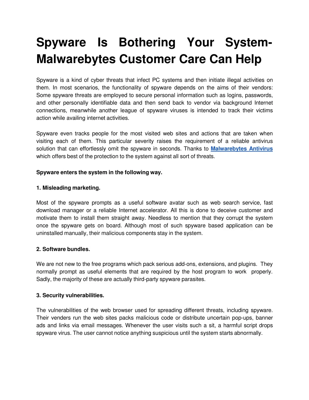spyware is bothering your system malwarebytes customer care can help