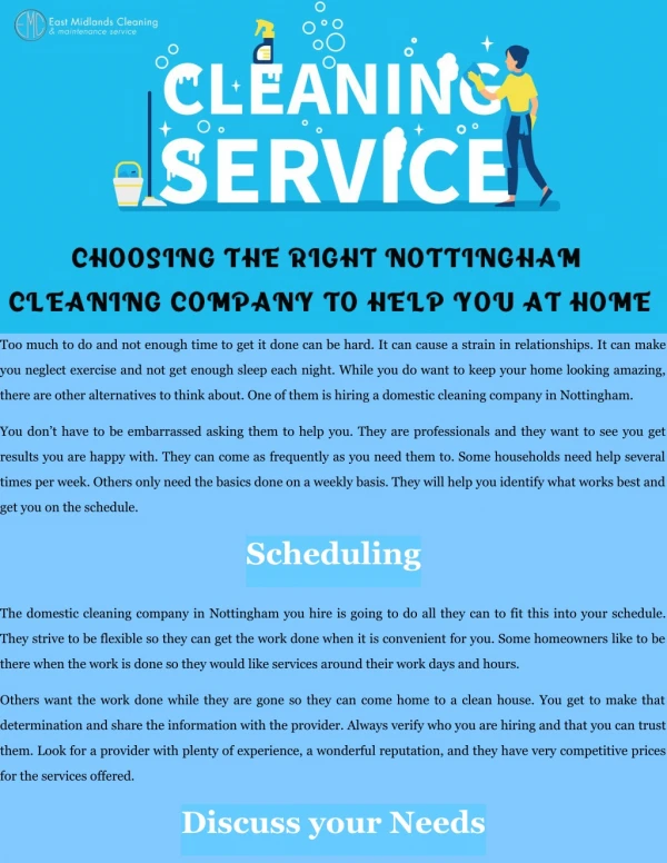Choosing the Right Nottingham Cleaning Company to Help you at Home