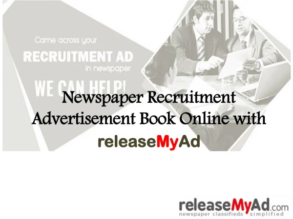 Now book Newspaper Recruitment Advertisement Online