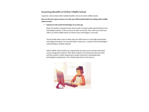 Surprising Benefits of Online Middle School