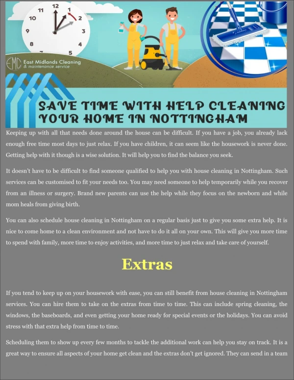 Save Time with Help Cleaning your Home in Nottingham