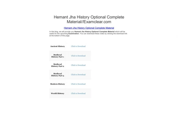 Hemant Jha History Optional Complete Material