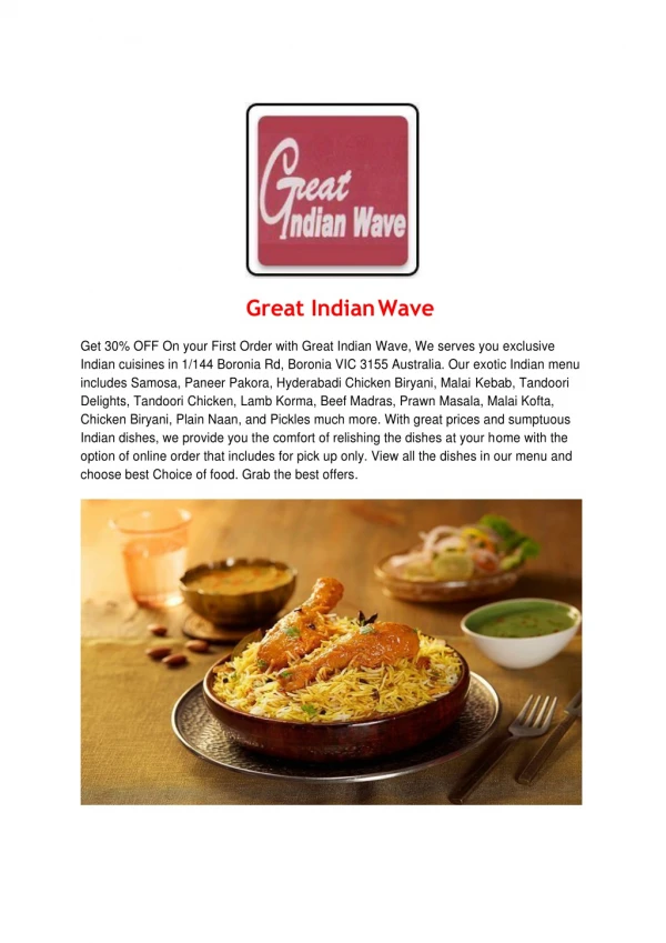 Great Indian Wave-Boronia - Order Food Online