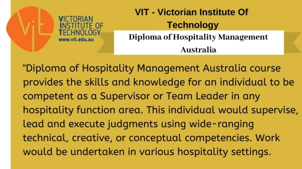 diploma of hospitality management Australia