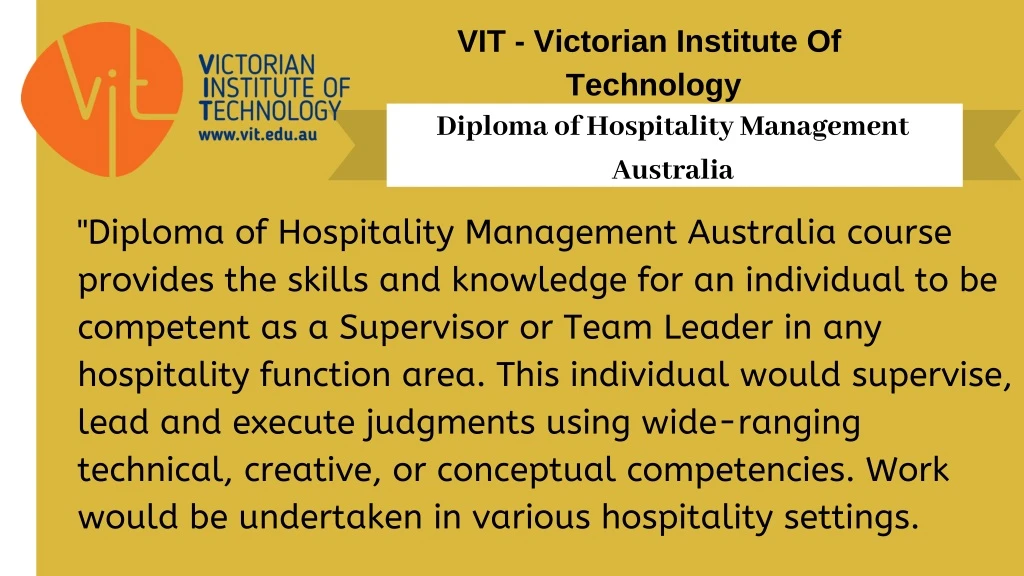 vit victorian institute of technology diploma
