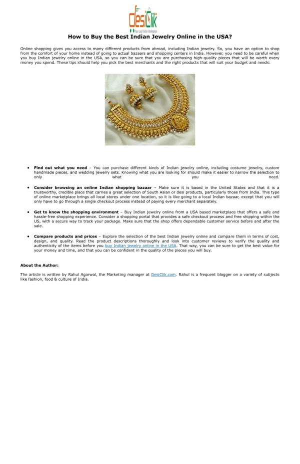 How to Buy the Best Indian Jewelry Online in the USA?