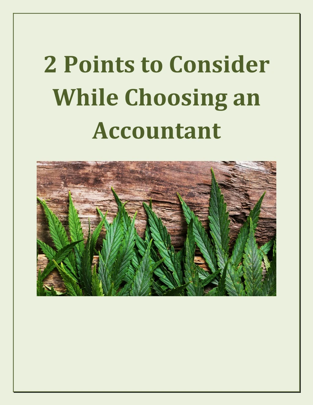 2 points to consider while choosing an accountant