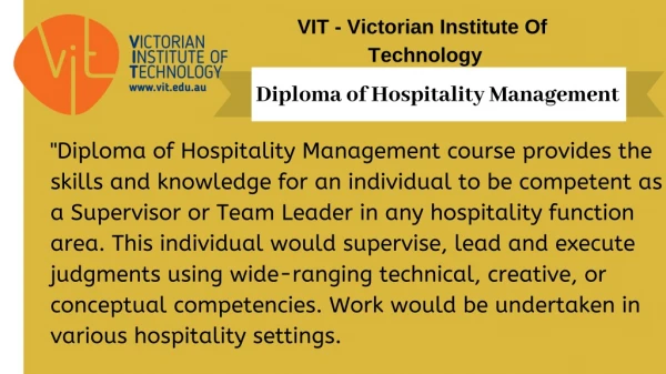 diploma of hospitality management melbourne