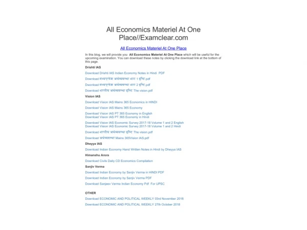 All Economics Materiel At One Place
