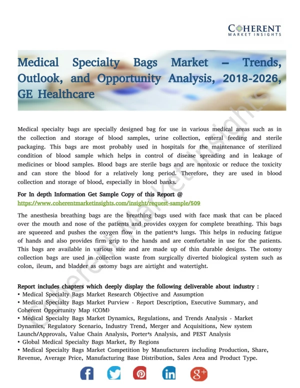 Medical Specialty Bags Market – Trends, Outlook, and Opportunity Analysis, 2018-2026