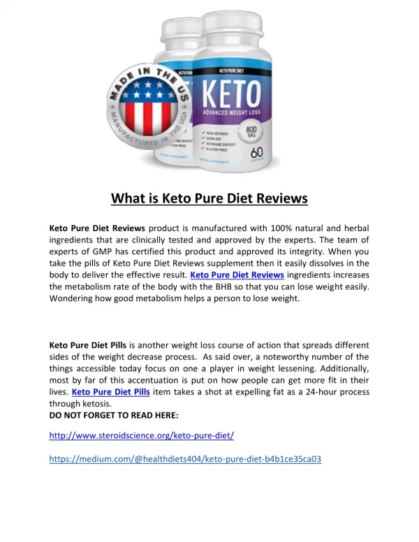 Keto Pure Diet Pills | Keto Pure Diet Reviews