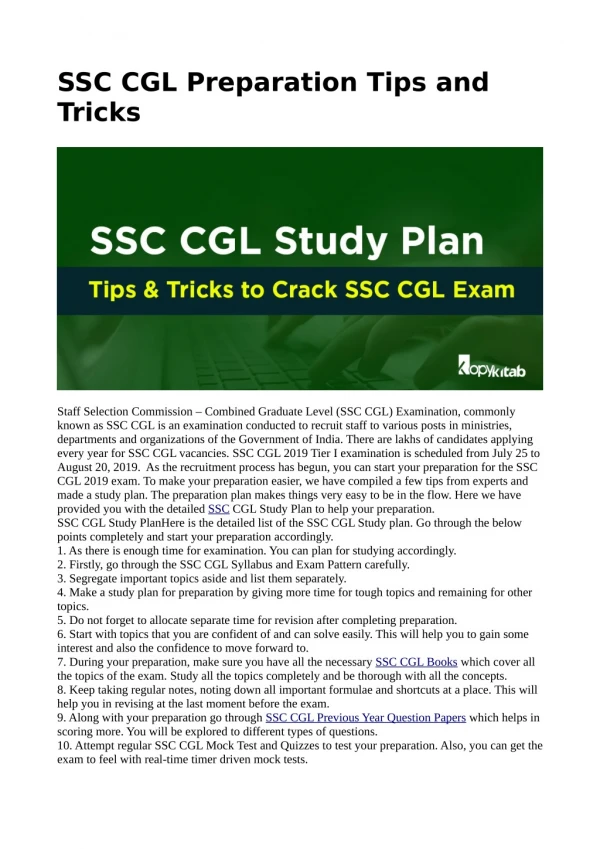 SSC CGL Books PDF