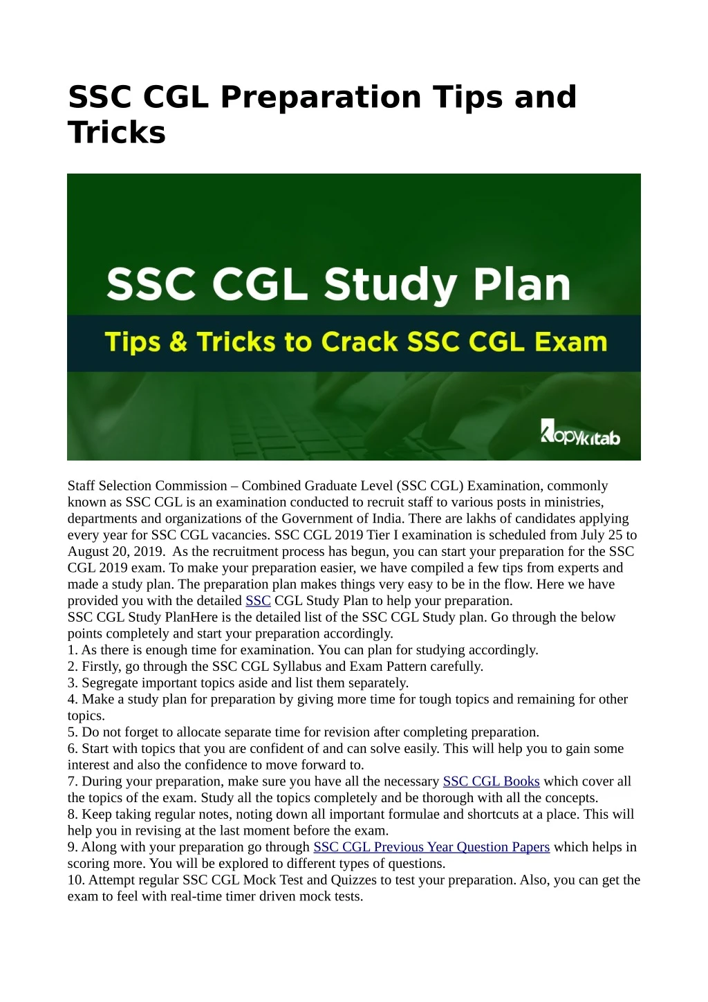 ssc cgl preparation tips and tricks