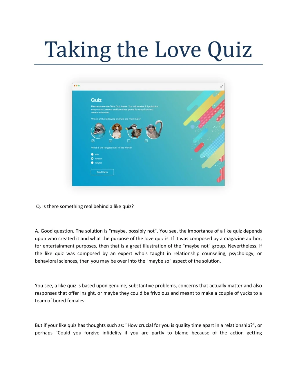 taking the love quiz