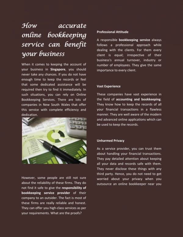 How accurate online bookkeeping service can benefit your business