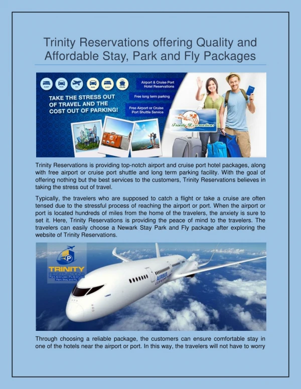 Trinity Reservations offering Quality and Affordable Stay,Park and Fly Packages