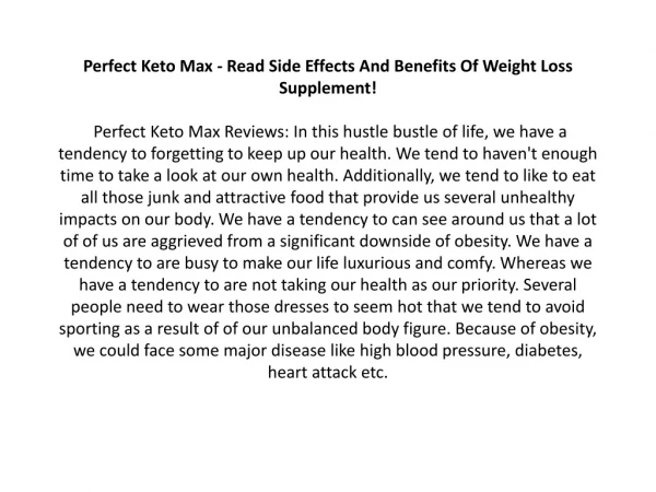 Perfect Keto Max Reviews - Read Price, Ingredients, Side Effects First!