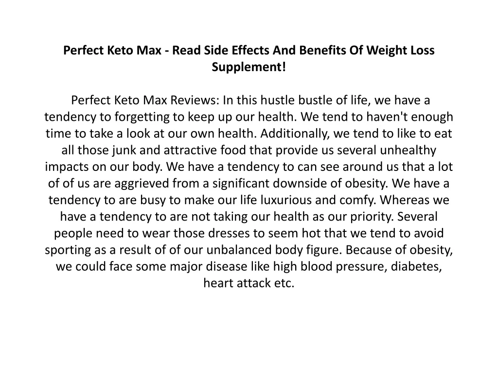 perfect keto max read side effects and benefits
