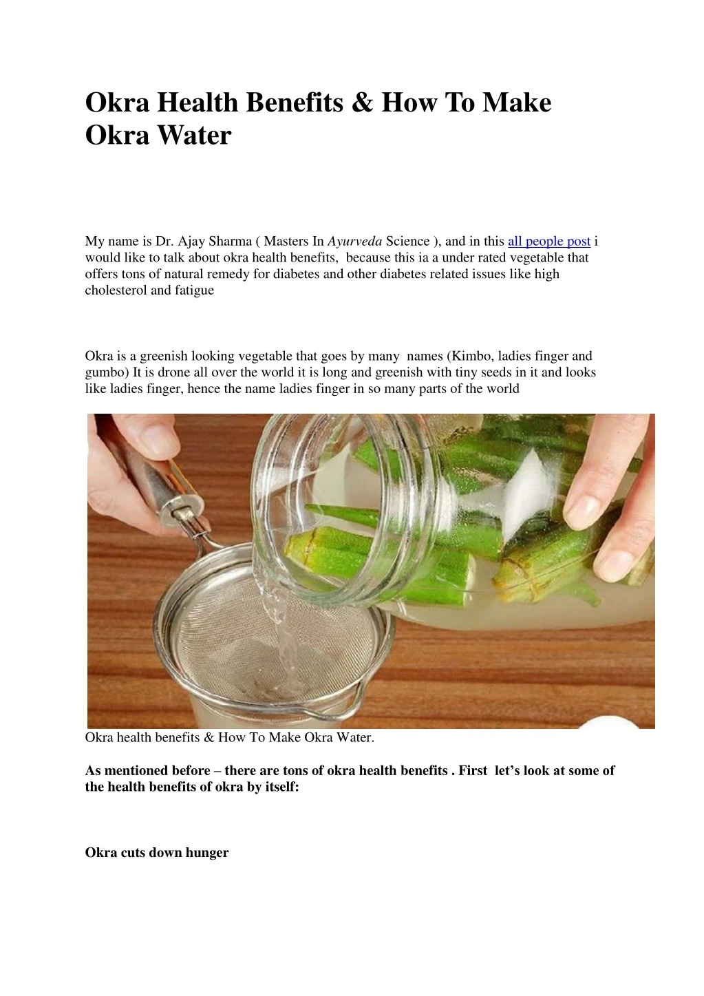 okra health benefits how to make okra water