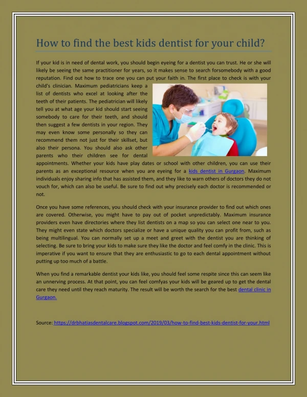 Paediatric dentist in Gurgaon || Dental Clinic in Gurgaon
