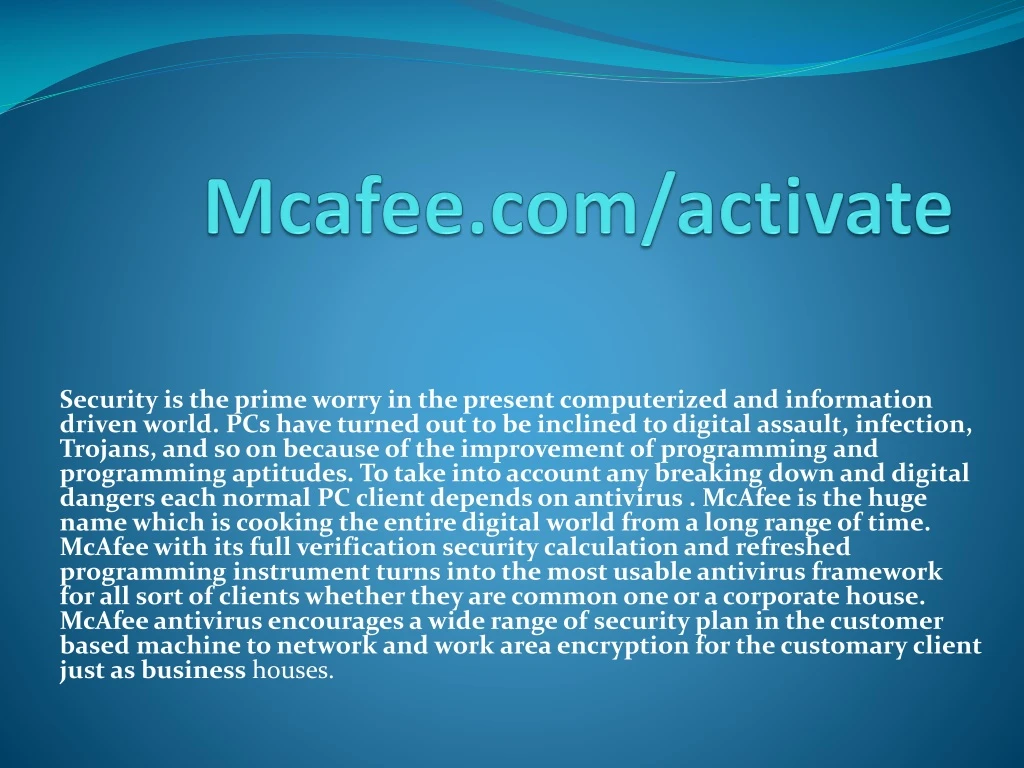 mcafee com activate