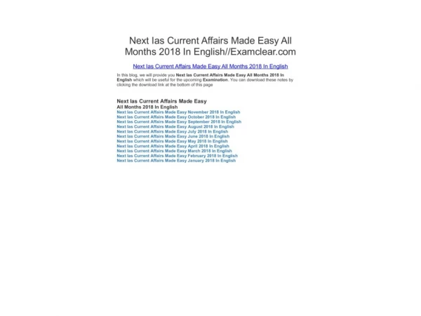 Next Ias Current Affairs Made Easy All Months 2018 In English