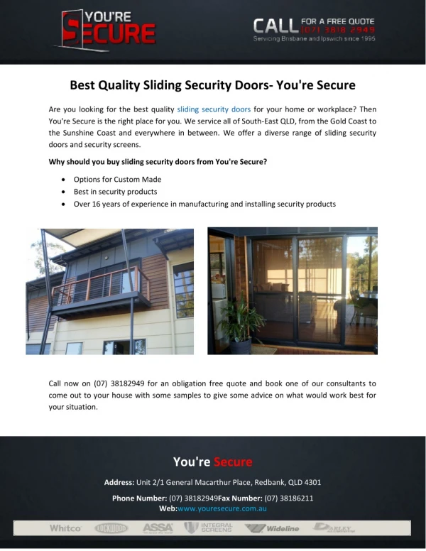Best Quality Sliding Security Doors- You're Secure