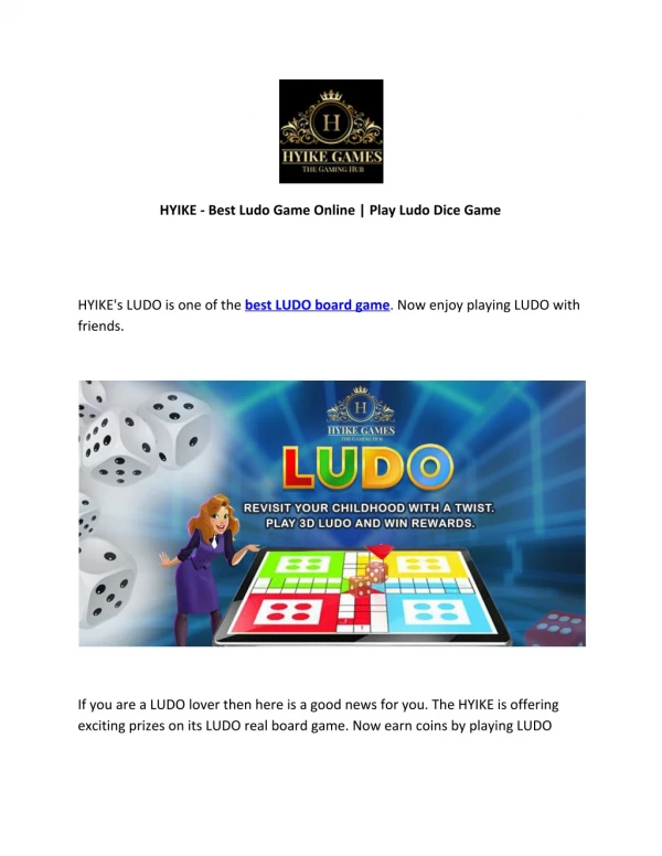 HYIKE - Best Ludo Game Online | Play Ludo Dice Game